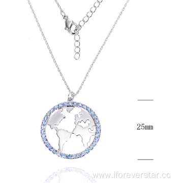 cz map design silver earrings jewelry sets necklace